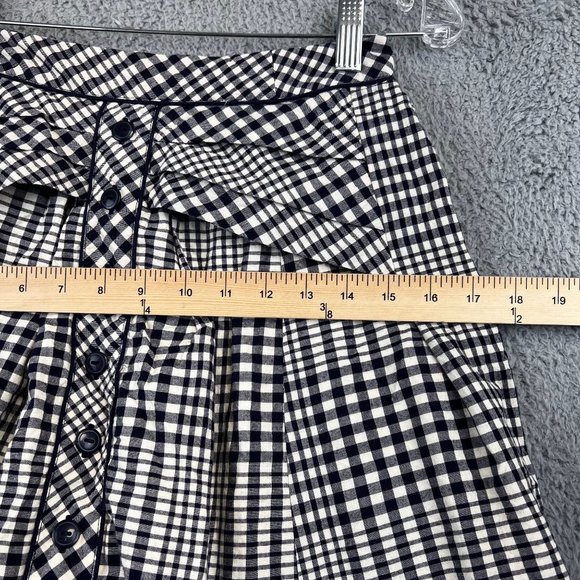 Odille Anthropologie Women’s Blue & cream Plaid Pleated Flared Skirt 2 - Picture 5 of 11